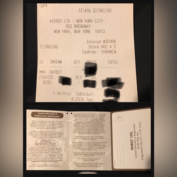 Vintage 2002 AVIREX NY TUSKEGEE AIRMEN BOMBER LEATHER Jacket 3XL RECEIPT Supreme - Picture 16 of 16